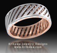 Two Tone Rose Gold Mens Wedding Band