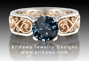 Rose Gold Engagement Ring with Teal Blue Sapphire