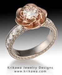Vintage Engagement Ring with Rose Gold and a Rose Flower