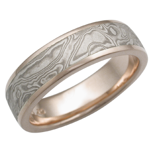 Flush Edge Mokume Wedding Band