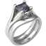 Carved Wing Artistic Engagement Ring with Contoured Wedding Band
