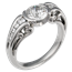 Carved Curls Unique Engagement Ring with Tapering Stones