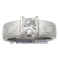 Mokume Princess Solitaire Engagement Ring