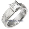 Mokume Princess Solitaire Engagement Ring
