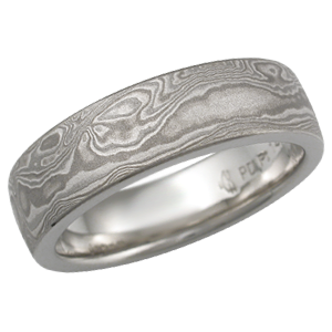 Platinum Mokume Wedding Band in Palladium