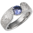 White Mokume Wave Engagement Ring with Blue Sapphire