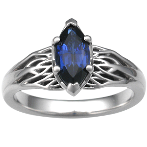 Tree of Life Engagement Ring with Blue Marquise