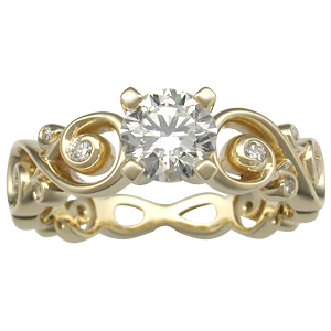 Contemporary Infinity Engagement Ring with Diamonds in Yellow Gold
