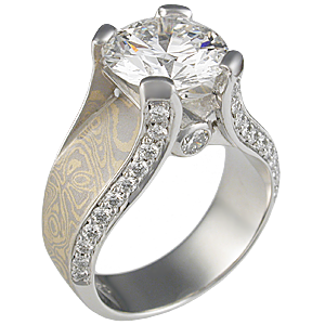 Juicy Light Engagement Ring with Sahara Mokume