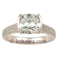 Trigold Mokume Cathedral Solitaire Engagement Ring
