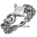 Contemporary Infinity Engagement Ring with Princess Cut Diamond