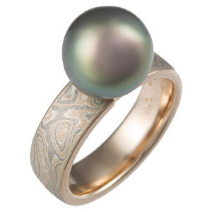 Mokume Solitaire Engagement Ring