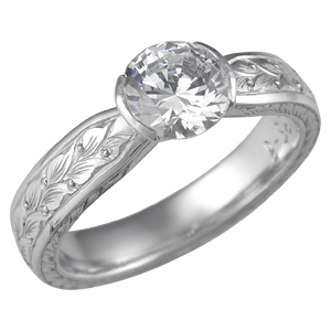 Hand Engraved Engagement Ring