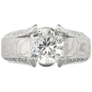 Juicy Light Engagement Ring with Platinum Mokume