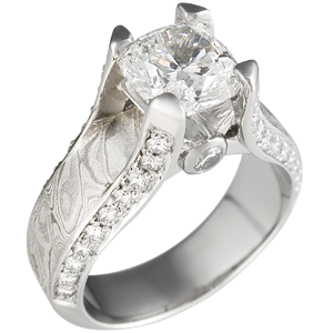 Juicy Light Engagement Ring with Platinum Mokume