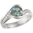 Carved Wave Engagement Ring with Green Sapphire