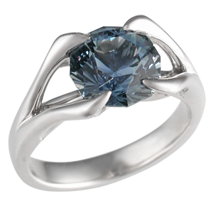 Carved Branch Engagement Ring with Celestial Compass Sapphire