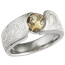 Mokume Wave Engagement Ring with Yellow Sapphire