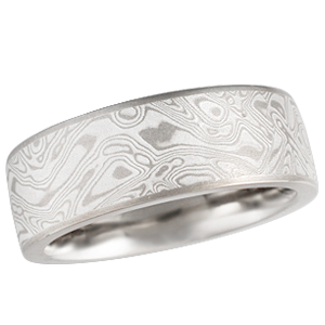 White Mokume Wedding Band