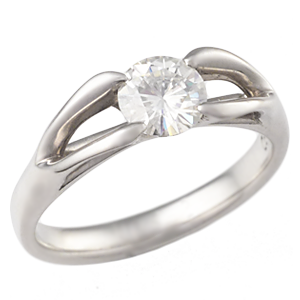 Carved Branch Engagement Ring with 5.5mm Moissanite