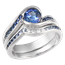 Carved Wave Bridal Set with Blue Sapphires