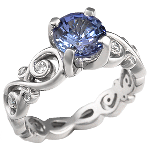 Contemporary Infinity Engagement Ring with Blue Sapphire