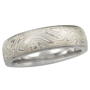 6mm Winter Mokume Wedding Band