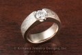 Mokume Flush Stone Engagement Ring