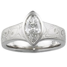 Mokume Solitaire Flare Engagement Ring - top view