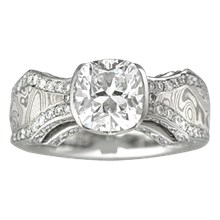 Mokume Borealis Diamond Accent Engagement Ring - top view