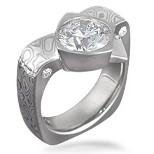 Mokume Crossover Engagement Ring