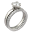 Carved Leaf Engagement Ring Bridal Set with Diamond Channel Band