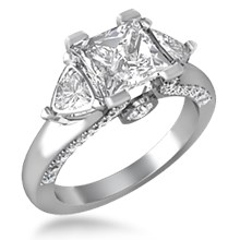 Flame Three Stone Engagement Ring