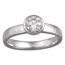 Modern Hammered Engagement Ring - top view