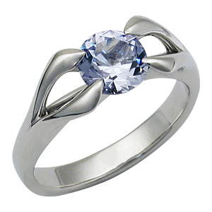Carved Branch Modern Engagement Ring with Blue Sapphire