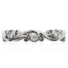 Carved Curls Wedding Band - top view