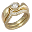 Modern Swirl Engagement Ring Yellow Gold Bridal Set