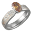 Mokume Solitaire Tapered Engagement Ring with Orange Sapphire