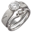 Mokume Solitaire Tapered Engagement Ring with Carved Mini Curls Band