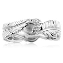 Native American Claw and FeatherWedding Band - top view