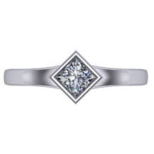 Solitaire Engagement Ring Princess Cut Bezel Flare - top view