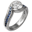 Carved Wave Engagement Ring with Blue Sapphires