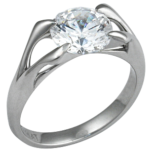Carved Branch Engagement Ring with Round Diamond