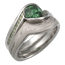 Carved Wave Engagement Ring with Green Tourmaline and Mokume Wedding Band