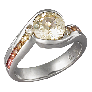 Carved Wave Engagement Ring with Graduated Sapphires