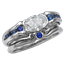 Carved Curls Engagement Ring with Oval Diamond and Tapering Blue Sapphires