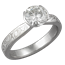Mokume Solitaire Tapered Engagement Ring in White with Narrow Band
