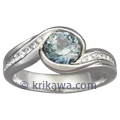 Carved Wave Engagement Ring with Blue Sapphire