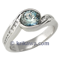 Carved Wave Engagement Ring with Blue Sapphire