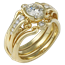 Carved Curls Engagement Ring in Yellow Gold with Enhancer